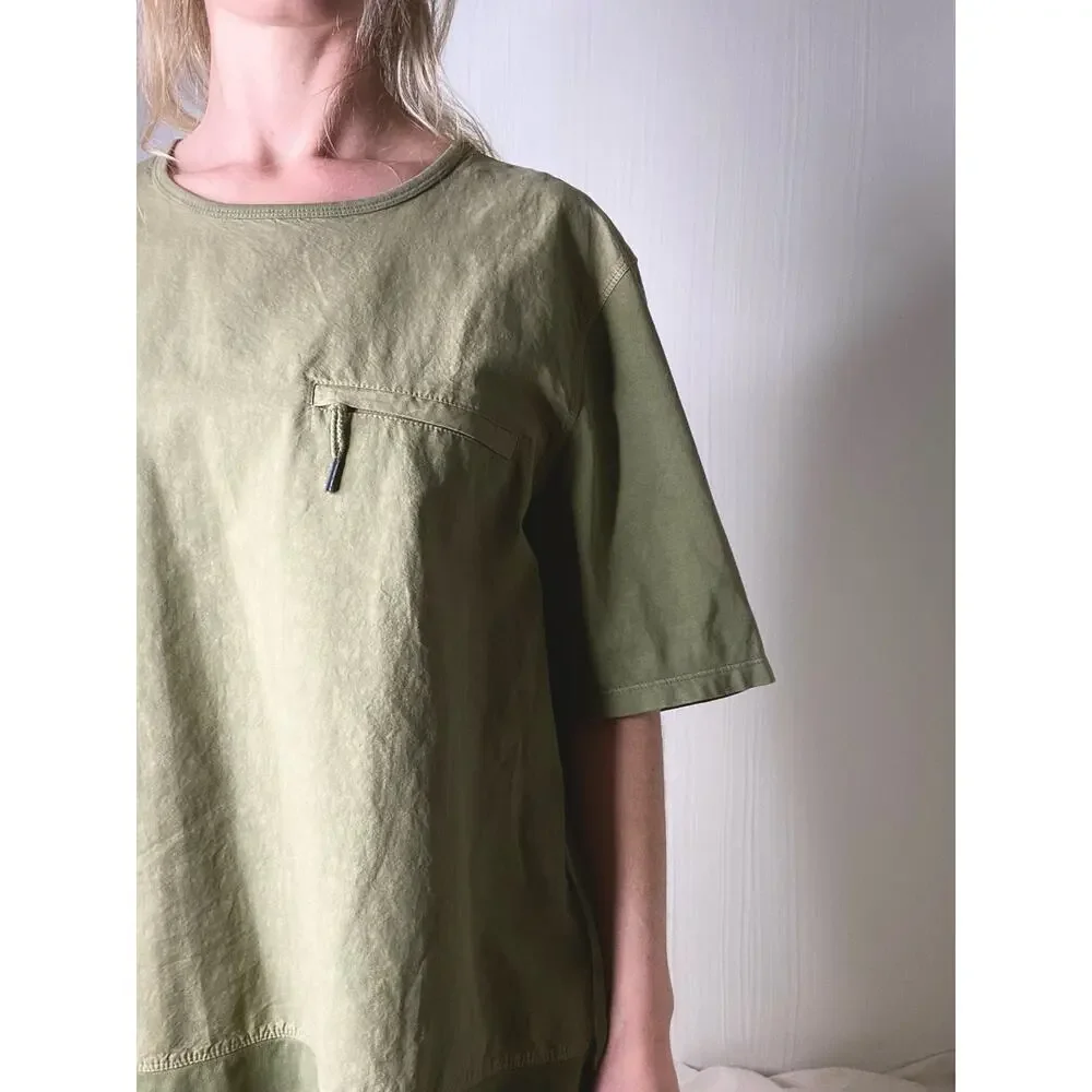 FOLK Moss Green Cotton Linen T Shirt US 5/XL - Picture 7 of 13